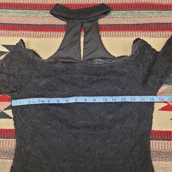 NWT Vtg 90s Jump Black Lace Overlay Mermaid Maxi Dress Sz S/M Romantic Goth USA - Picture 9 of 12